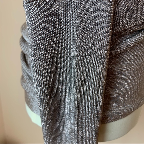New! REISS Isla Metallic Knit One Shoulder Top - Picture 11 of 12